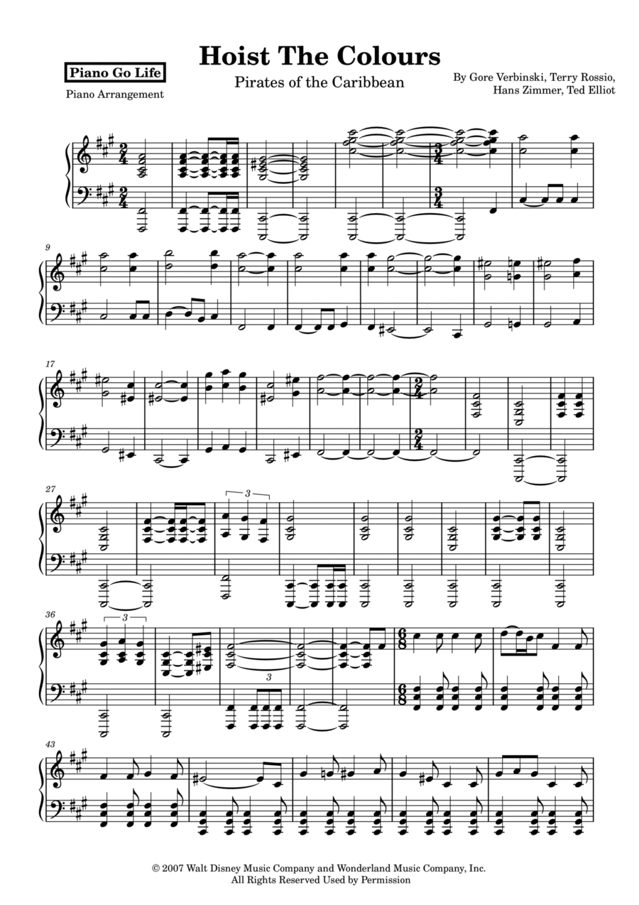 Hoist The Colours Piano Solo scores gallery preview page 1