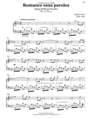 Romance Sans Paroles, Op. 17, No. 3 (Song Without Words)