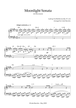 Book cover for Moonlight Sonata (Beethoven) C# minor - Piano and chords