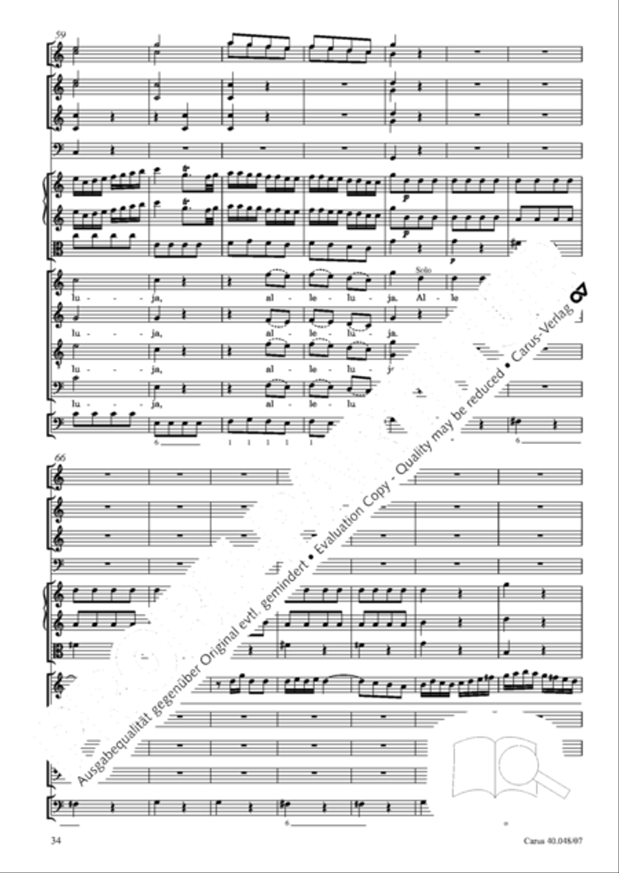 Regina coeli in B-Flat Major, K. 127 4-Part scores gallery preview page 35