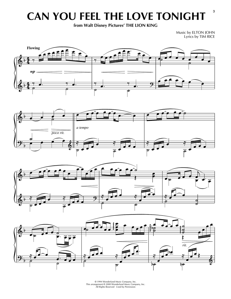 Can You Feel The Love Tonight (from The Lion King) (arr. Phillip Keveren) Piano Solo scores gallery preview page 1