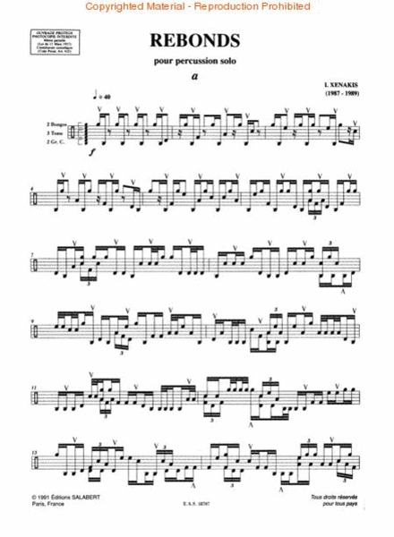 Rebonds Part A and Part B for Percussion (1987-1989)