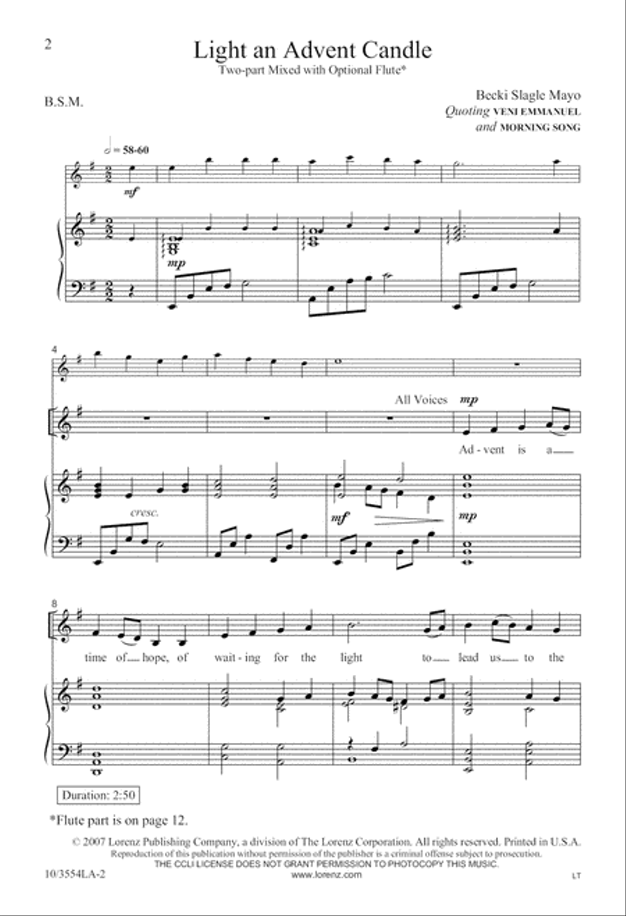 Light an Advent Candle 2-Part scores gallery preview page 3