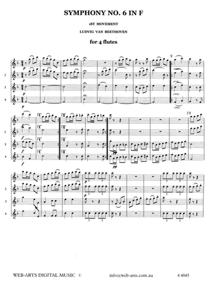 Symphony No.6 in F for 4 flutes (4 4045) - BEETHOVEN