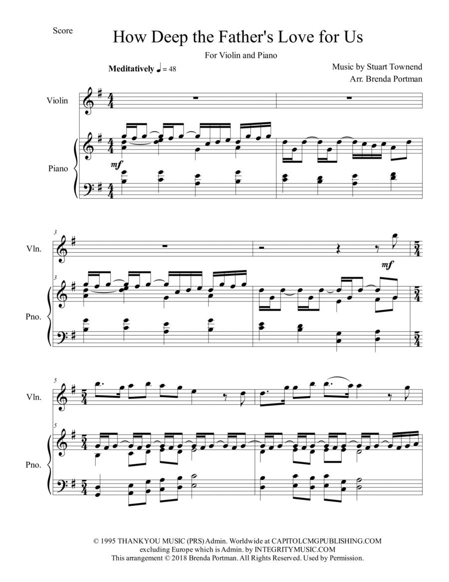 How Deep The Father's Love For Us Violin Solo scores gallery preview page 1