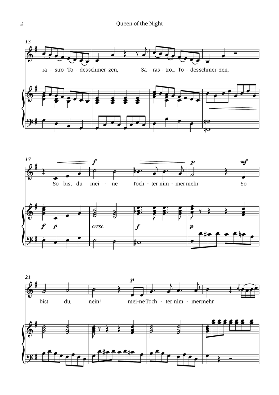 Queen of the Night (aria) - for ALTO in E minor Chamber Music scores gallery preview page 2