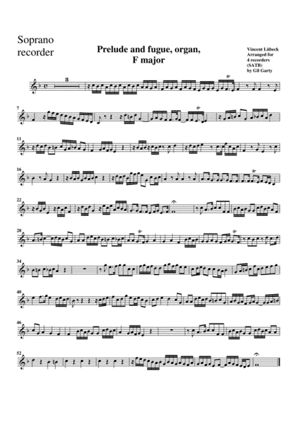 Prelude and fugue in F major (arrangement for 4 recorders)