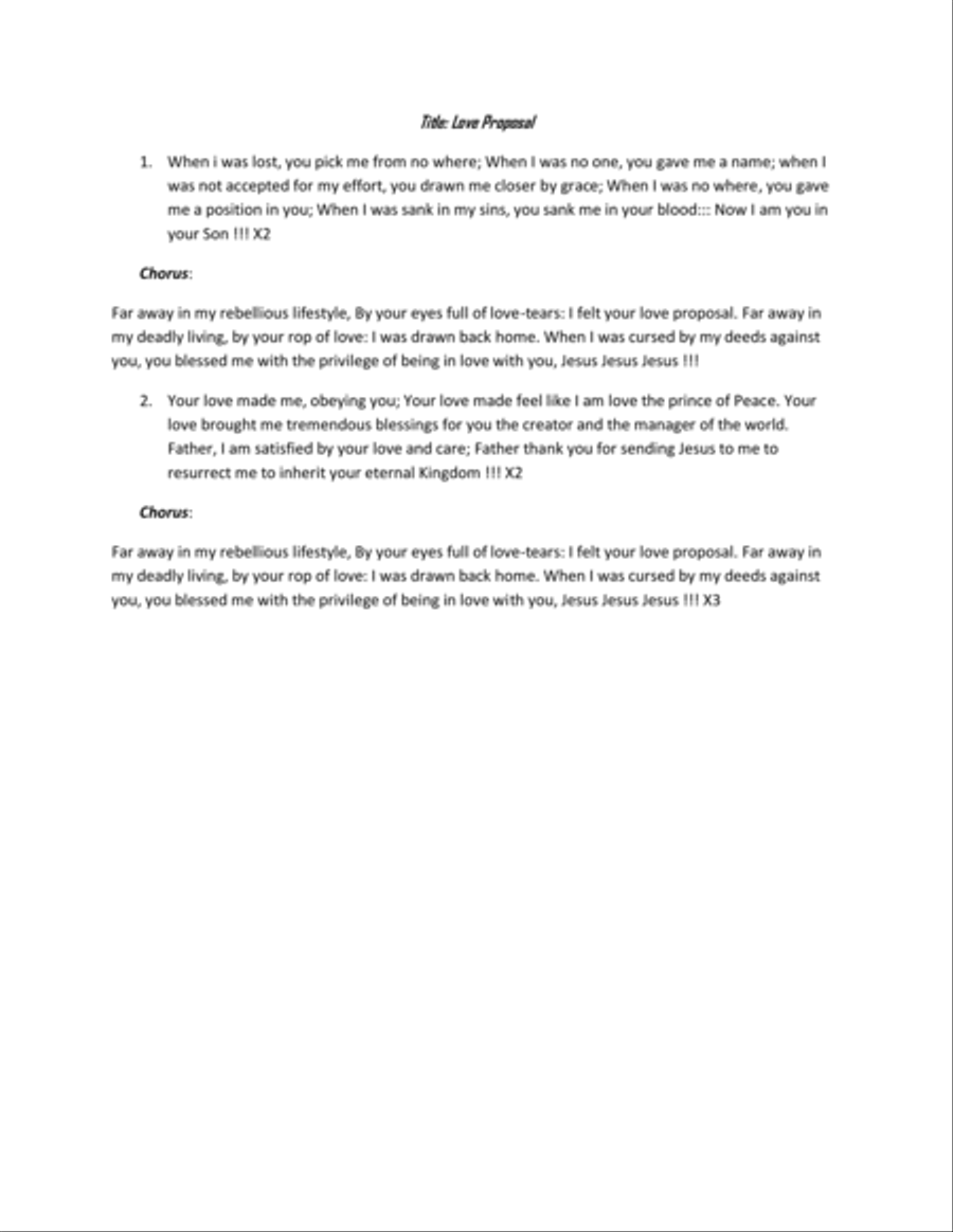 Love Proposal Love Proposal Jazz Ensemble scores gallery preview page 1