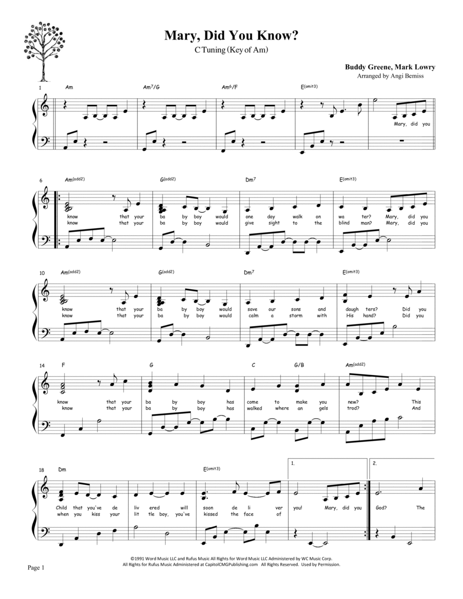 Mary, Did You Know? Harp scores gallery preview page 1