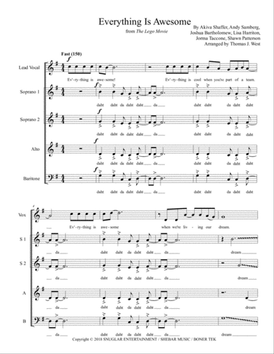 Everything Is Awesome (awesome Remixx!!!) 3-Part scores gallery preview page 1