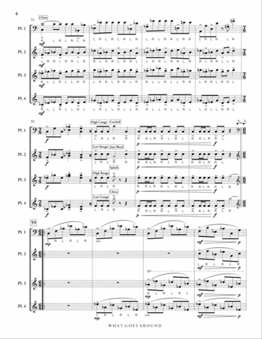 What Goes Around Comes Around Percussion Ensemble scores gallery preview page 6