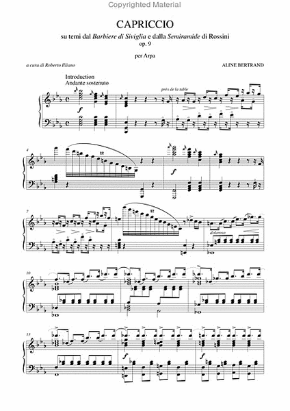 Capriccio Op. 9 on themes from Rossini’s “Barbiere di Siviglia" and “Semiramide" for Harp