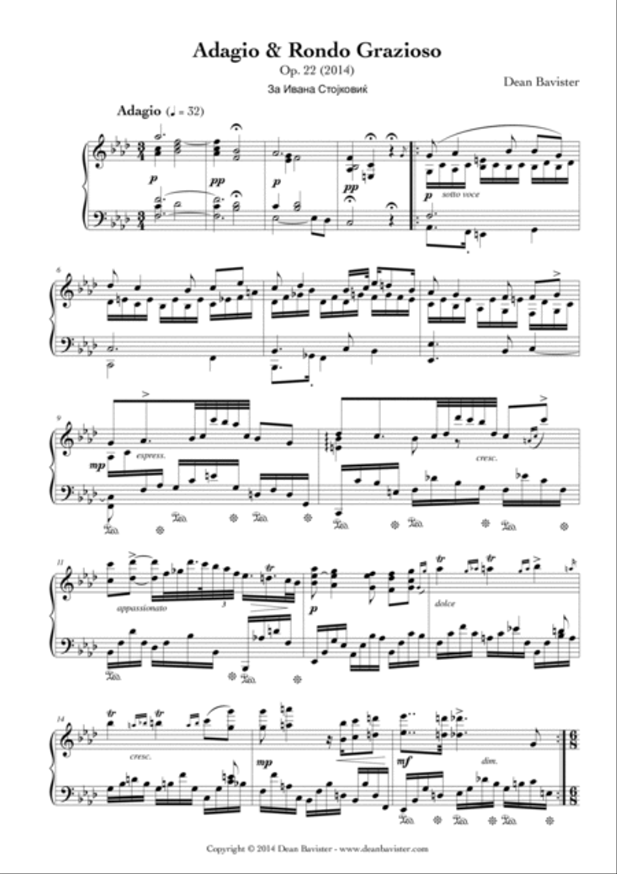 Adagio & Rondo Grazioso for Piano (Opus 22) Piano Solo scores gallery preview page 2