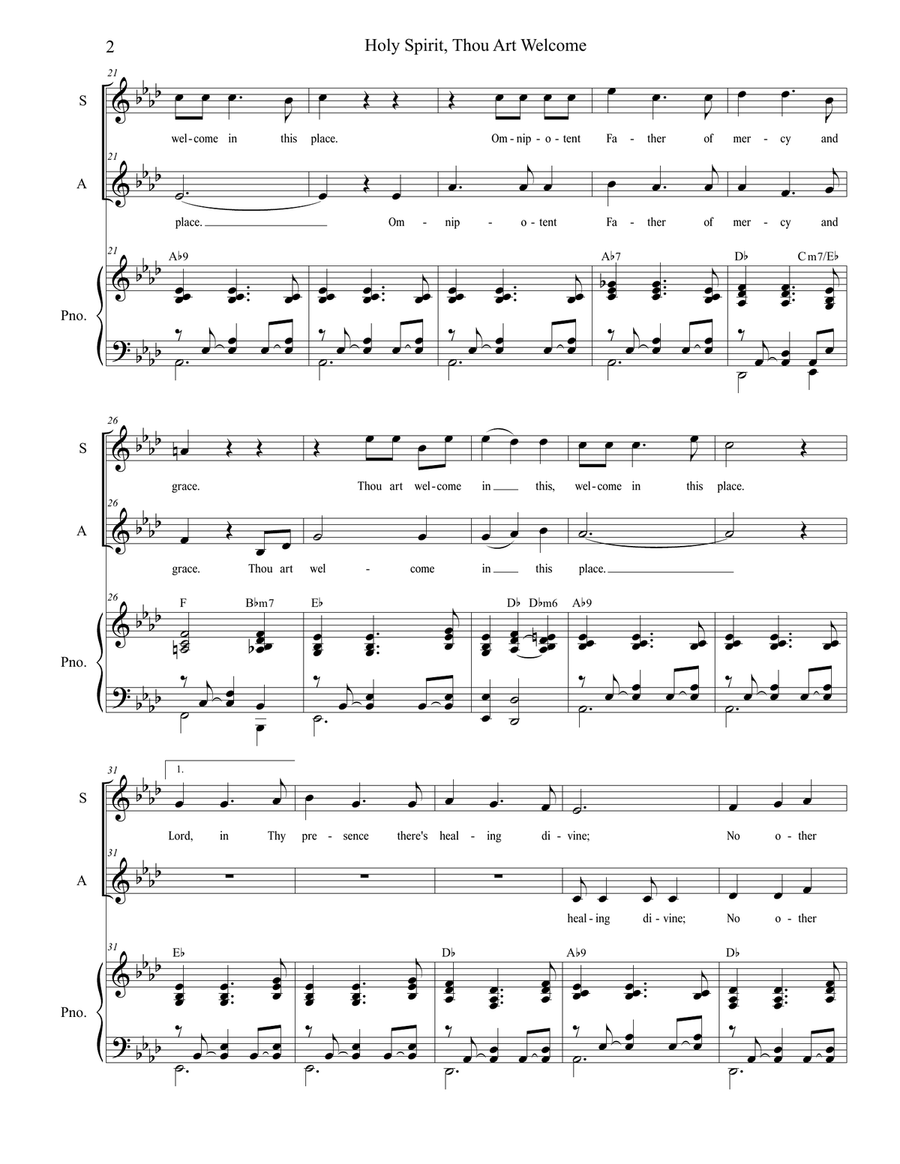 Holy Spirit, Thou Art Welcome Vocal Duet scores gallery preview page 2