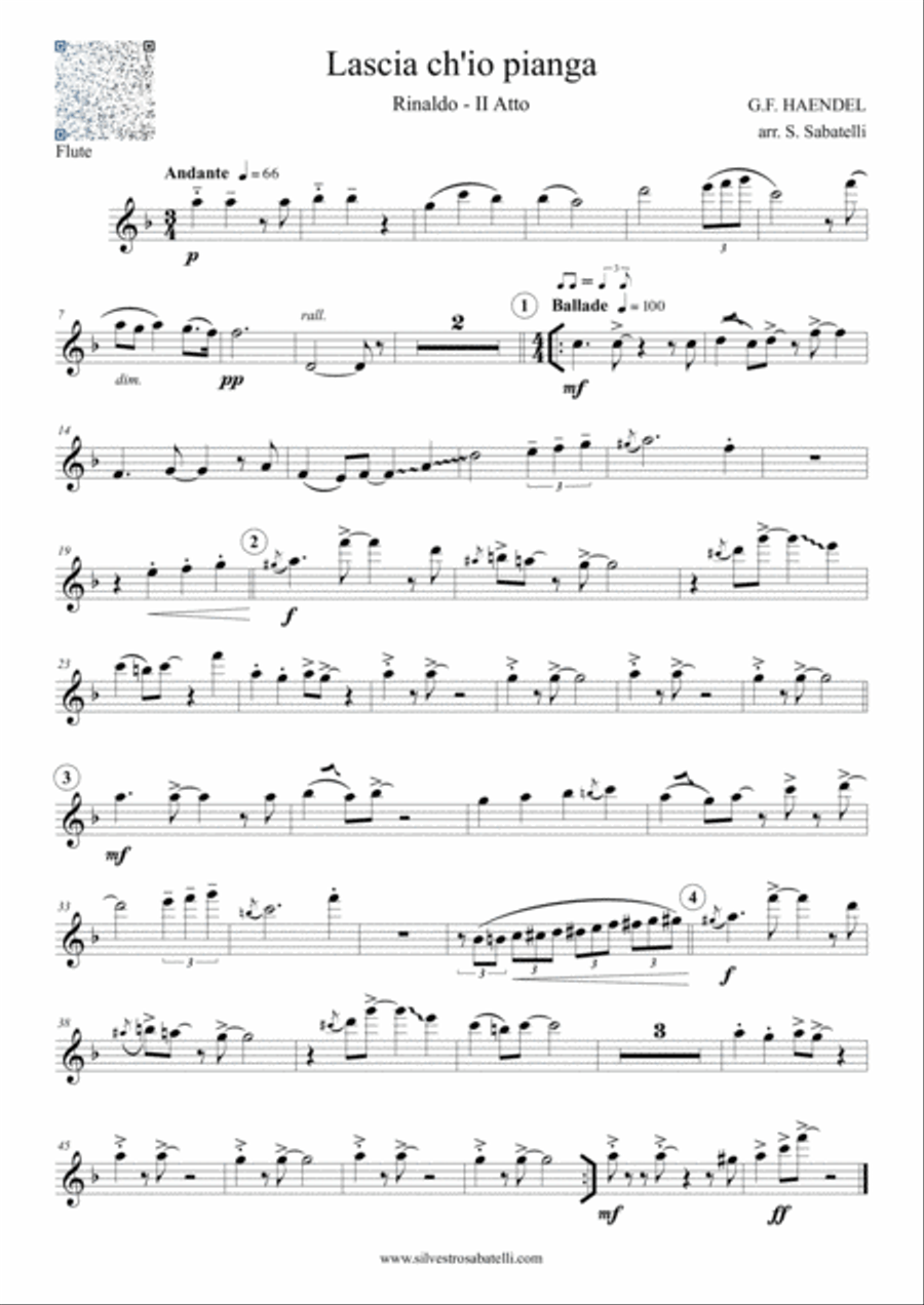 Lascia ch'io pianga Lascia ch'io pianga Woodwind Quartet scores gallery preview page 6