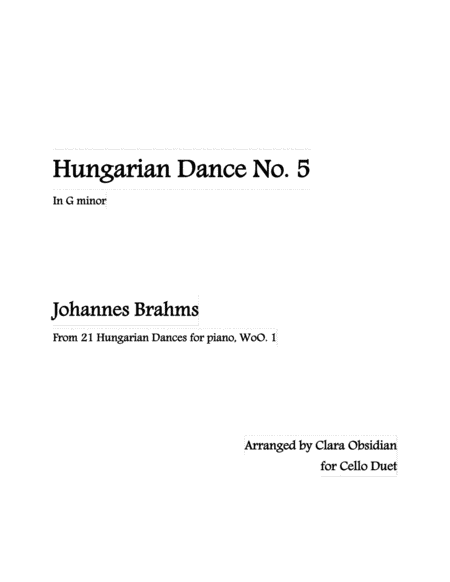 Brahms: Hungarian Dance No. 5 (Arr. for 2 Cello) image number null