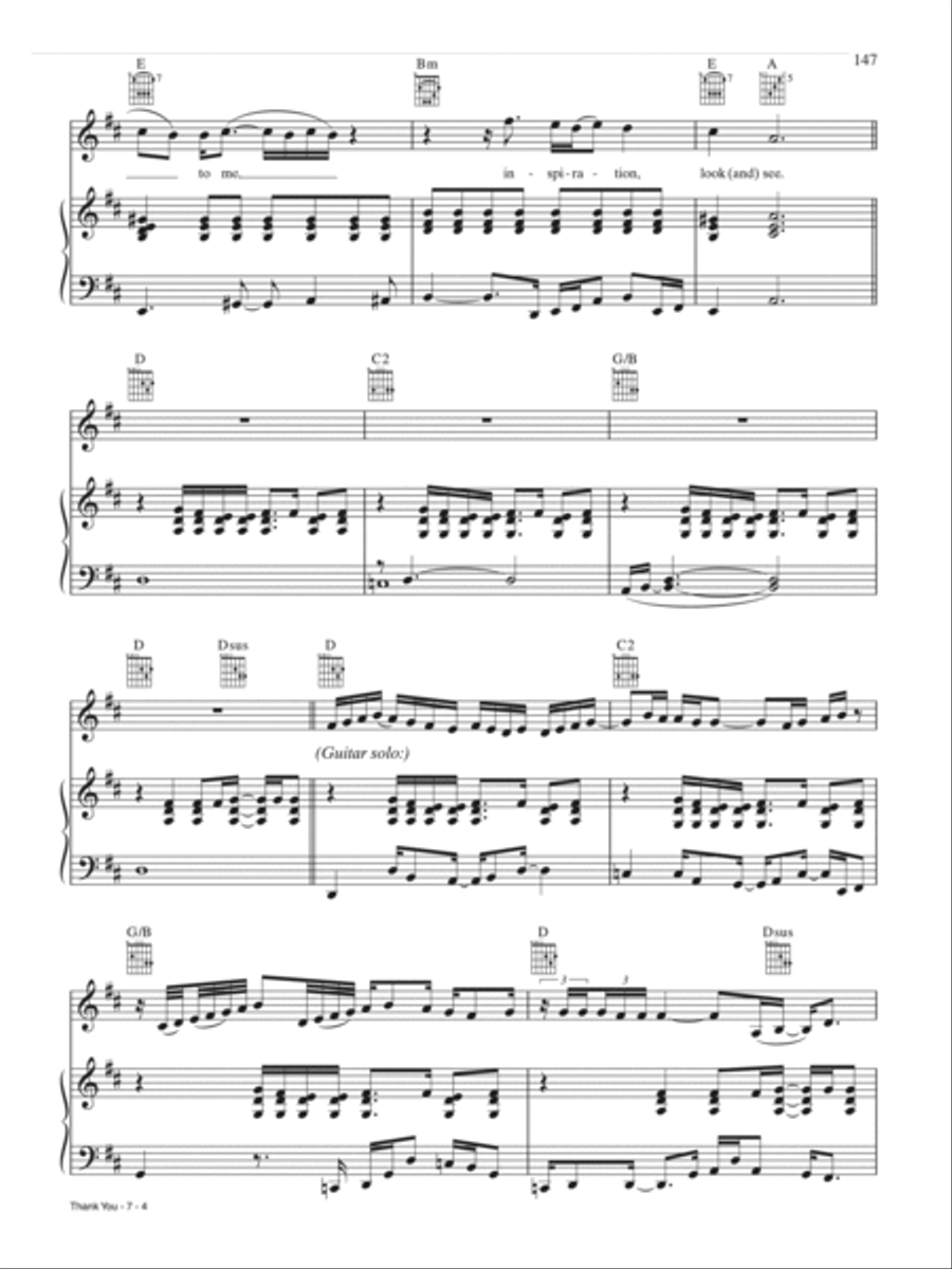 Thank You Piano, Vocal, Guitar scores gallery preview page 4