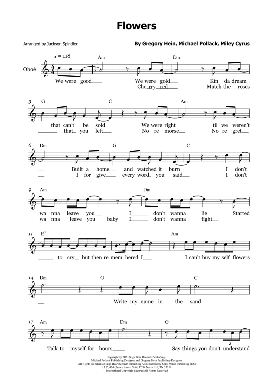 Flowers Oboe Solo scores gallery preview page 1
