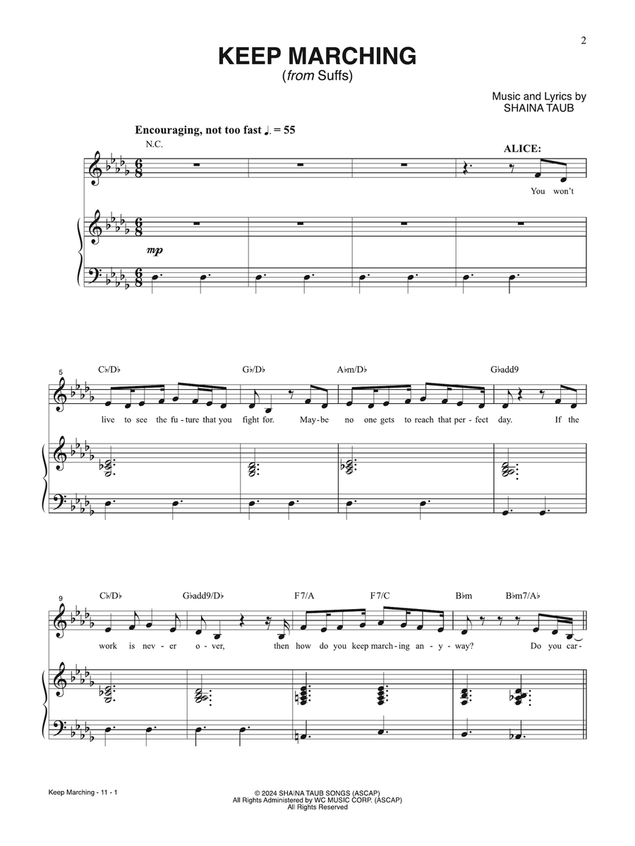 Keep Marching from Suffs Piano, Vocal, Guitar scores gallery preview page 1