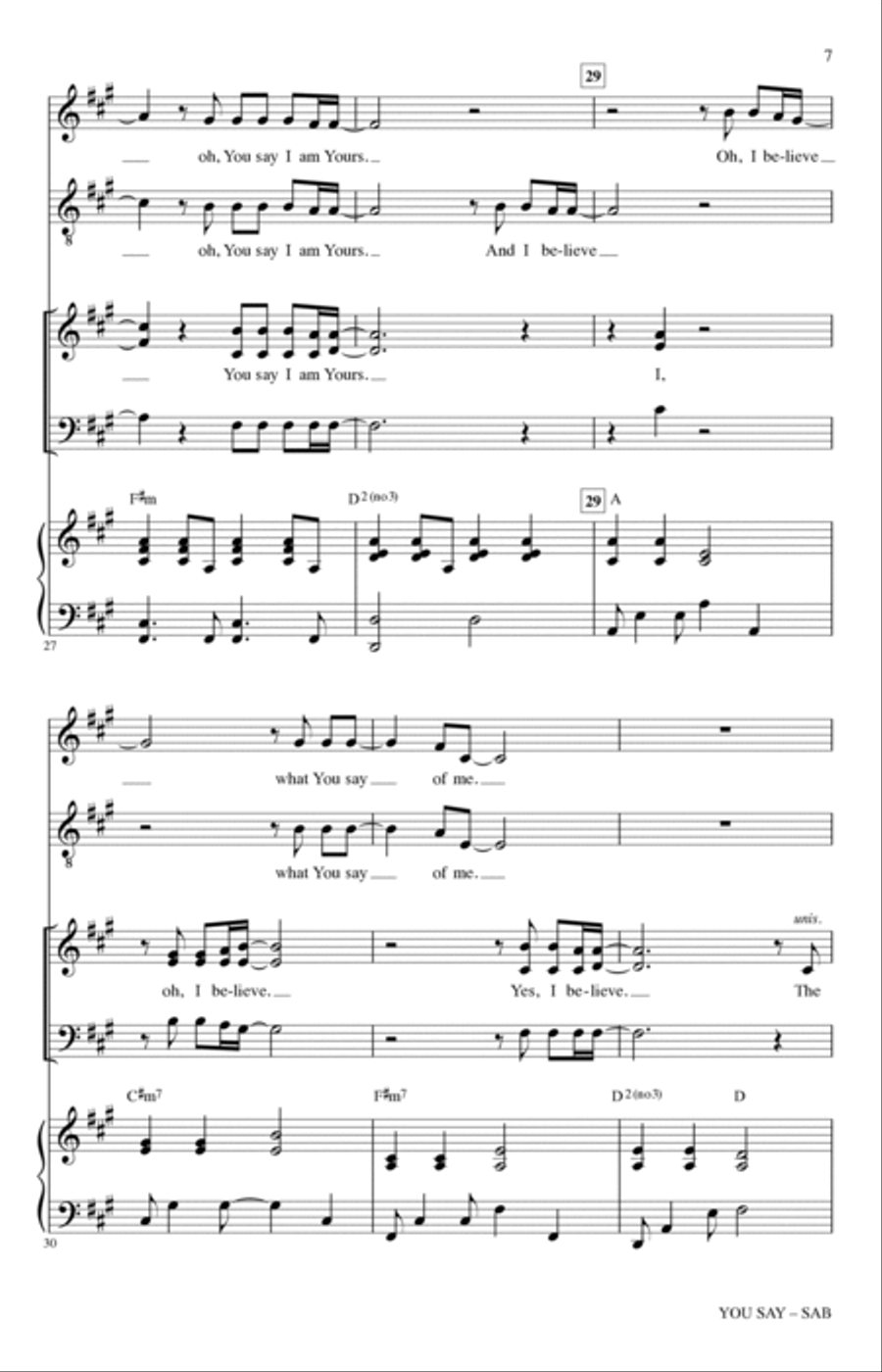 You Say (arr. Heather Sorenson) 3-Part scores gallery preview page 6