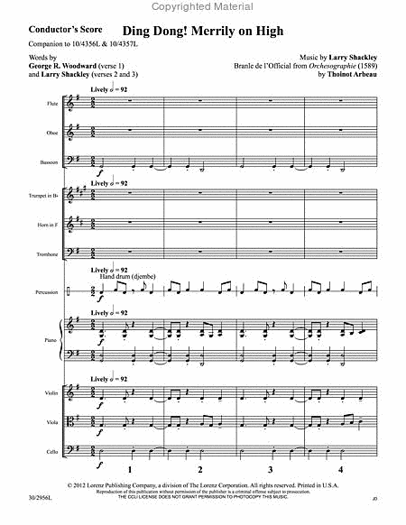 Ding Dong! Merrily on High - Instrumental Ensemble Score and Parts