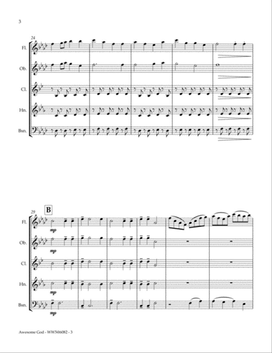Awesome God Woodwind Quintet scores gallery preview page 6