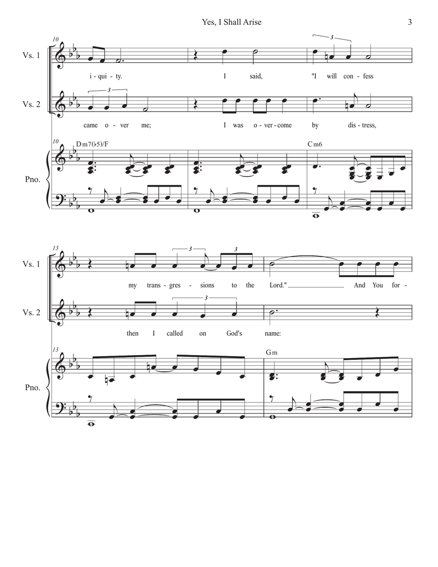 Yes, I Shall Arise (SAB) Yes, I Shall Arise (SAB) 3-Part scores gallery preview page 3