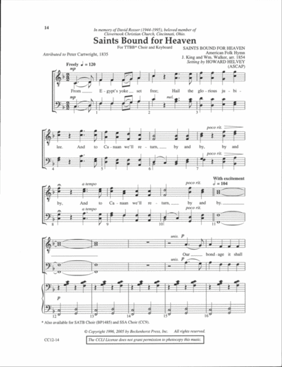 Small Choir Collection - Saints Bound for Heaven TTBB TTBB scores gallery preview page 2