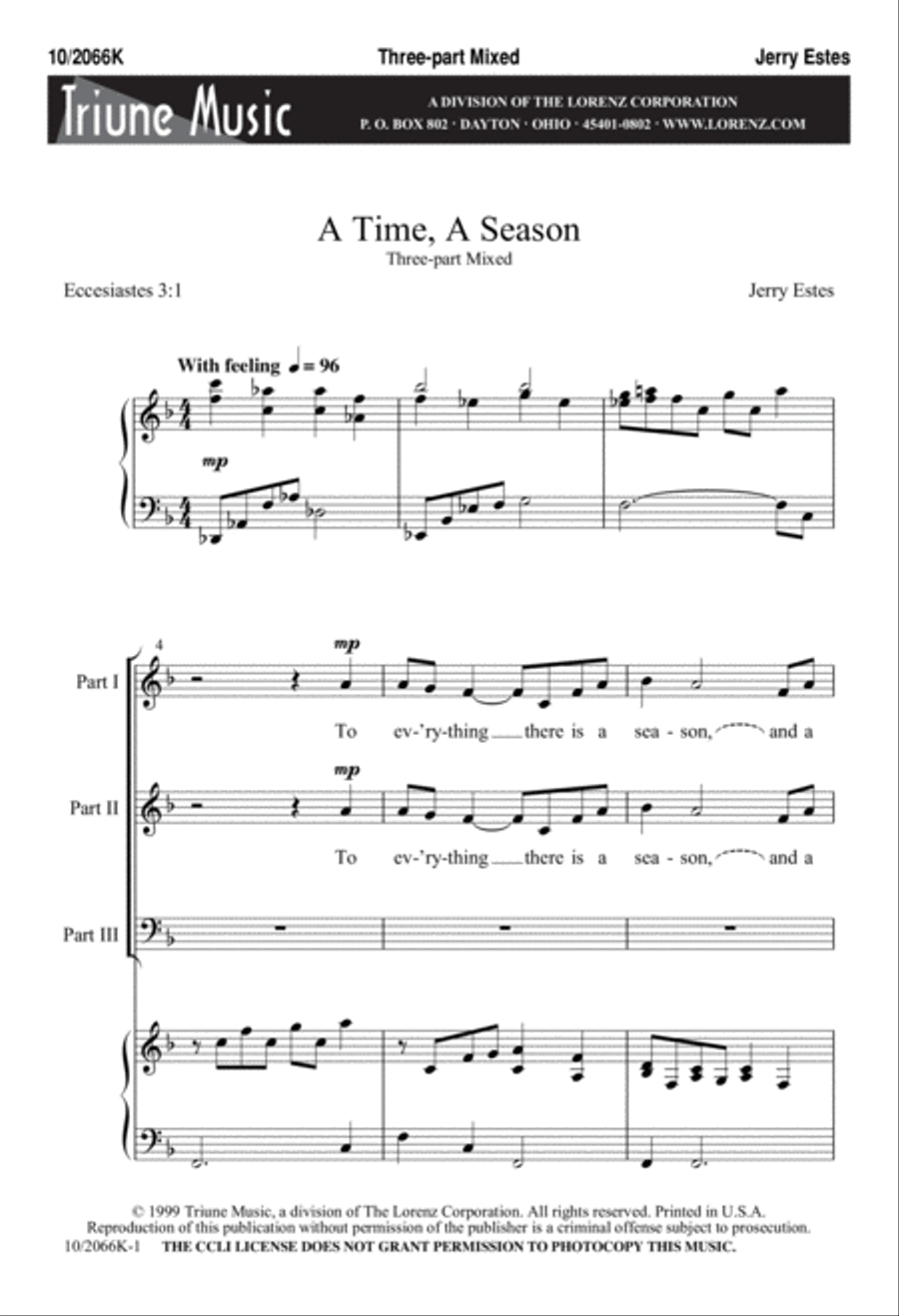 A Time a Season A Time a Season 3-Part scores gallery preview page 1