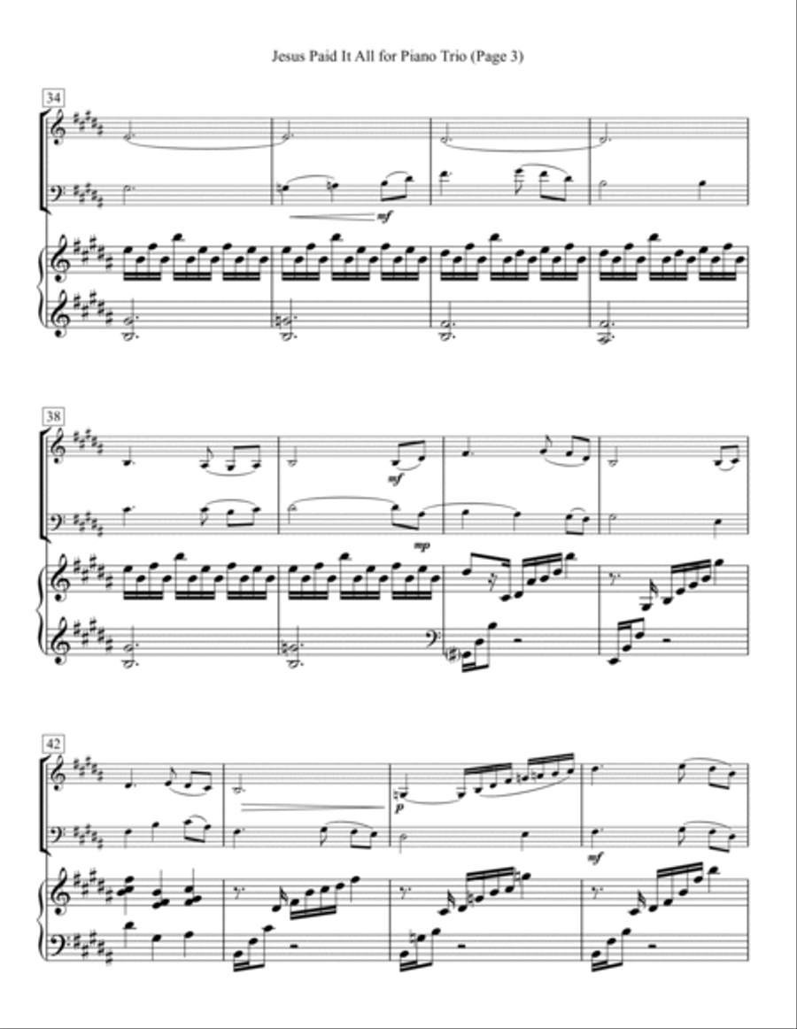 Jesus Paid It All for Piano Trio Piano Trio scores gallery preview page 3