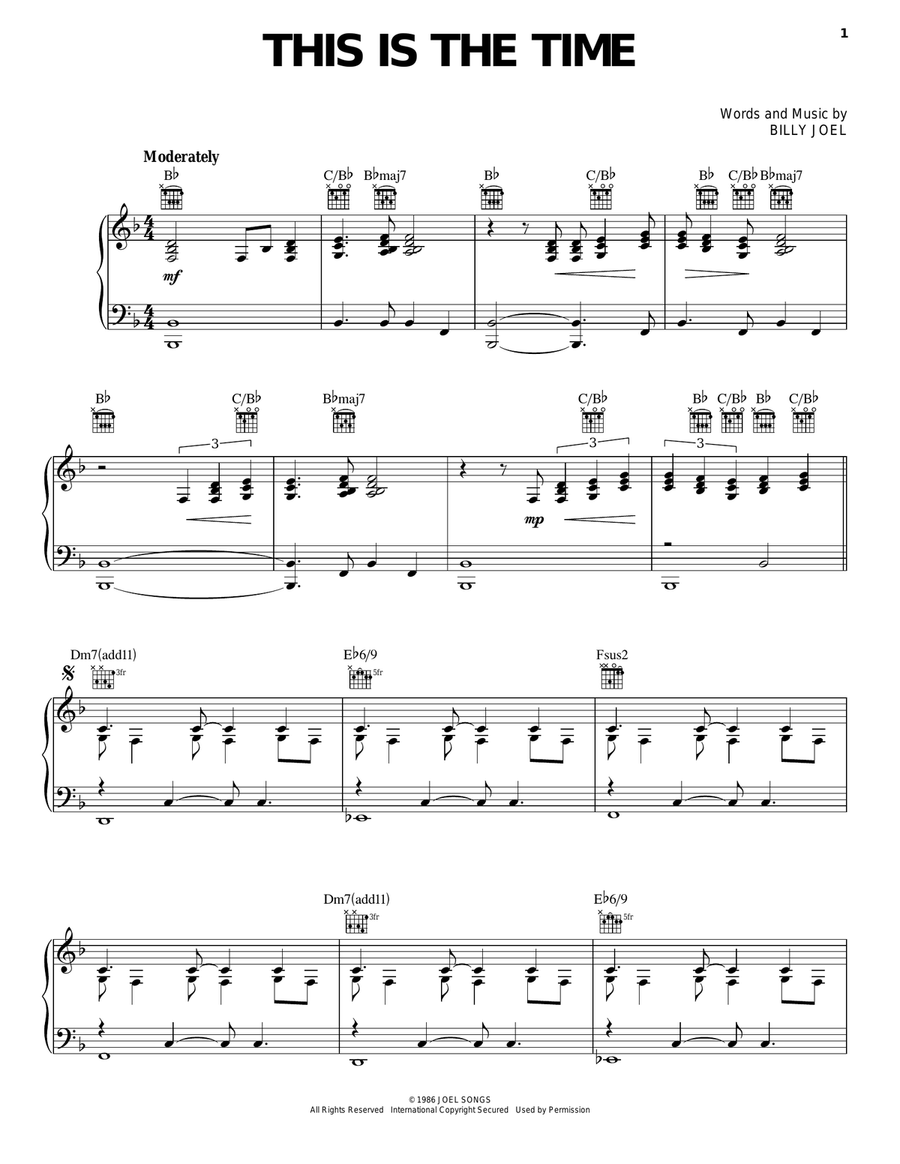 This Is The Time Piano, Vocal, Guitar scores gallery preview page 1