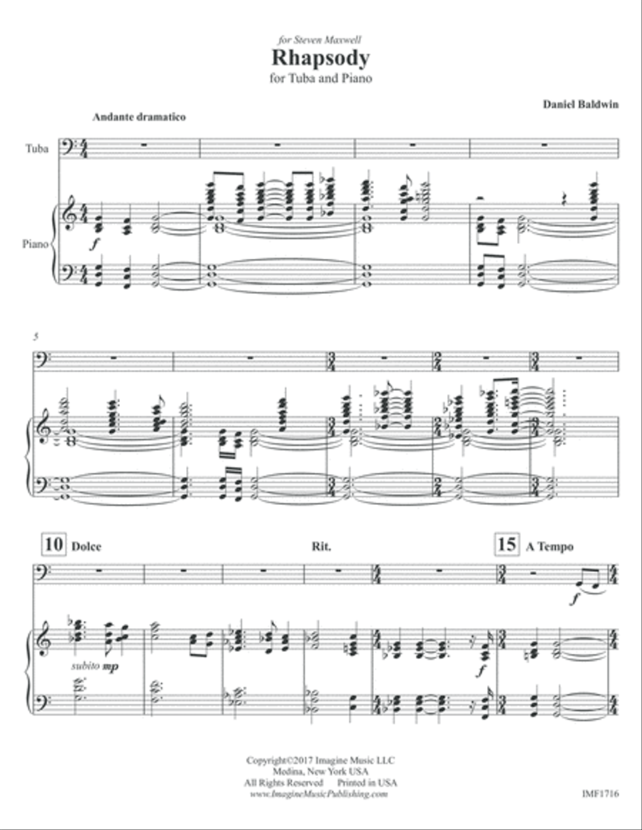 Rhapsody for Tuba and Piano Tuba scores gallery preview page 3