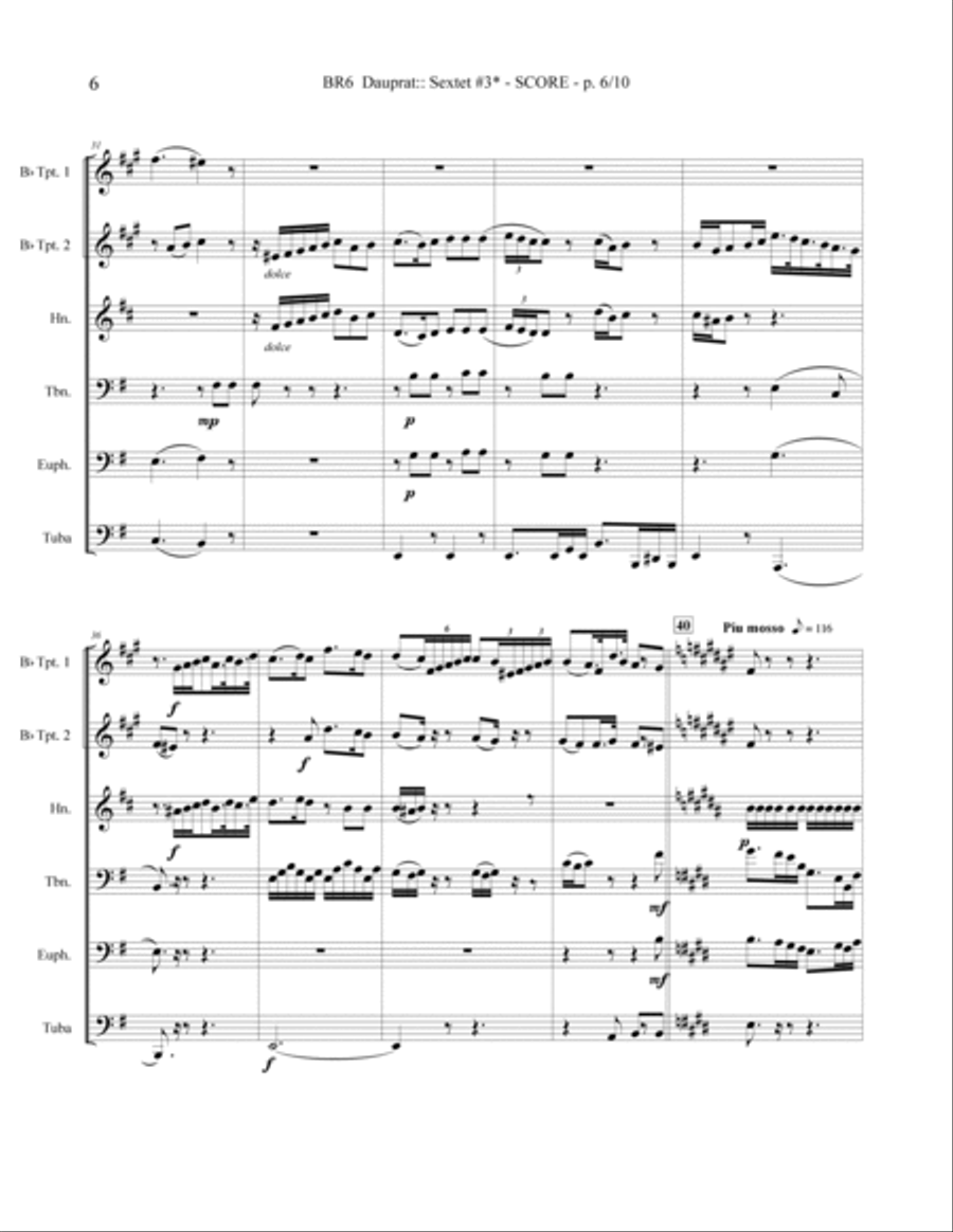 SEXTET #3 in E Minor Brass Ensemble scores gallery preview page 6