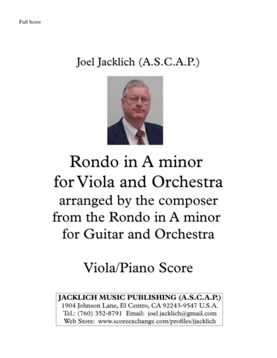Rondo in A minor for Viola and Orchestra (Viola and Piano Reduction) Piano scores gallery preview page 1