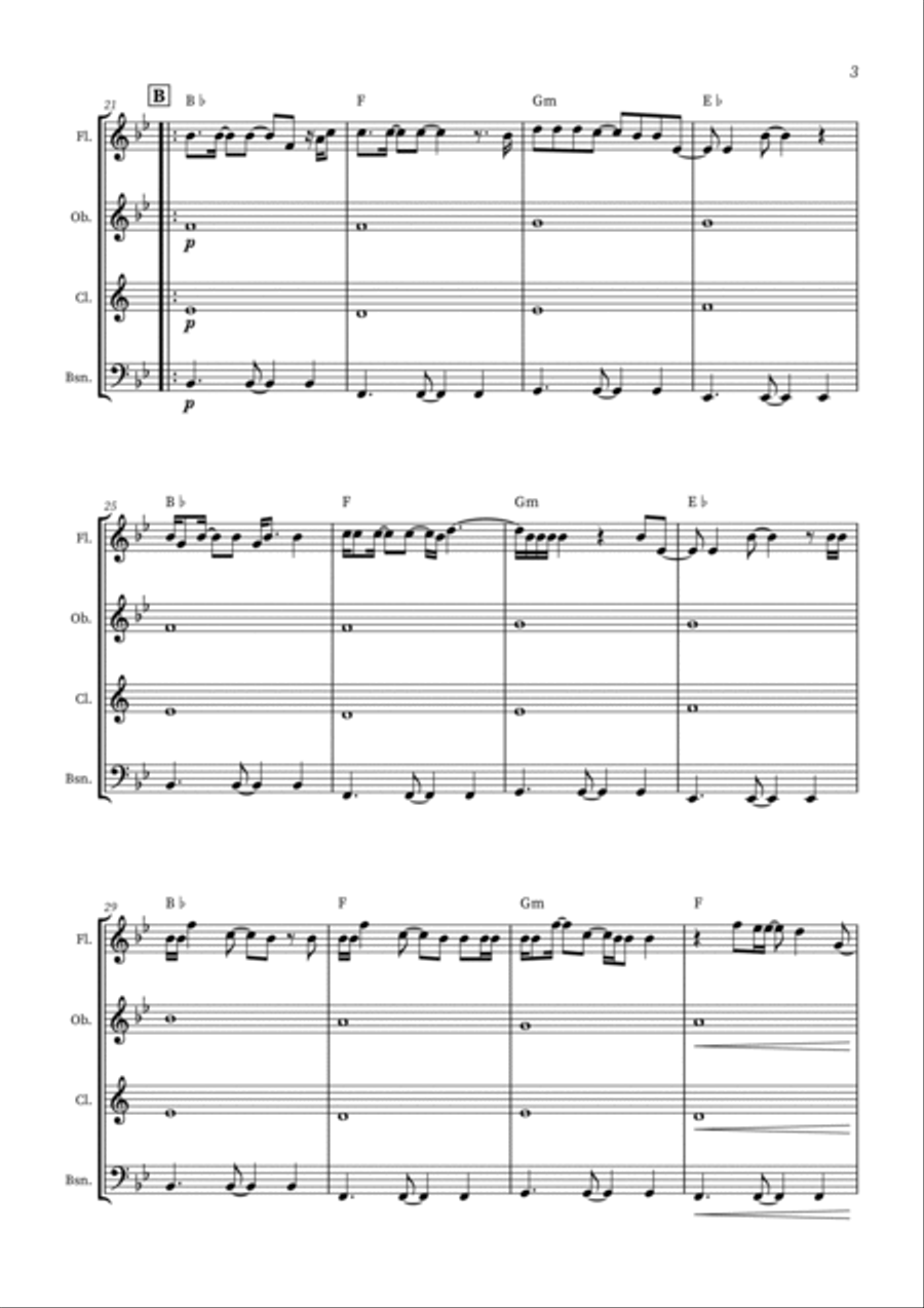 All Too Well Woodwind Quartet scores gallery preview page 3