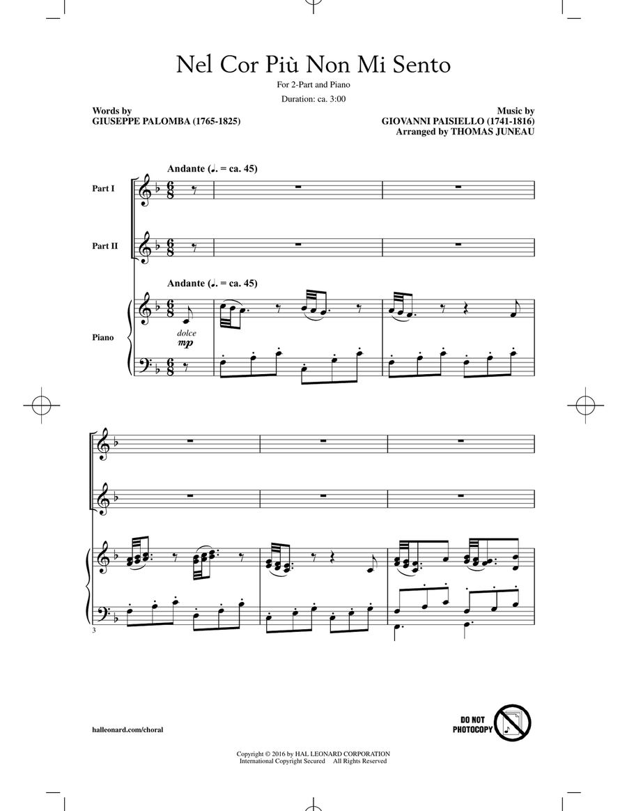 Nel Cor Piu Non Mi Sento 2-Part scores gallery preview page 1