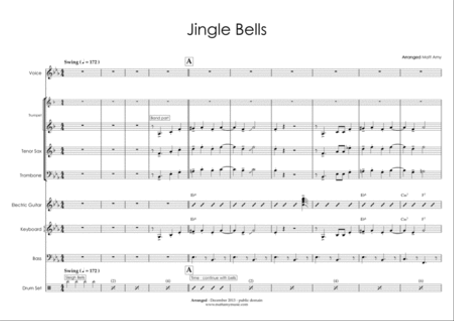 Jingle Bells (Frank Sinatra version - 3 horns, rhythm section, opt vocals) Jazz Ensemble scores gallery preview page 1