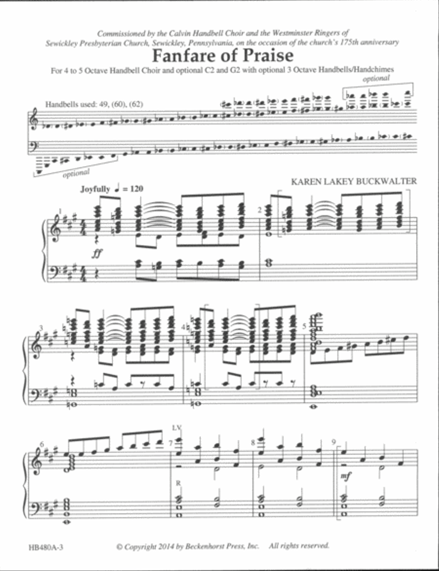 Fanfare of Praise - handbell part - 4-5 octaves 5-Octaves scores gallery preview page 3