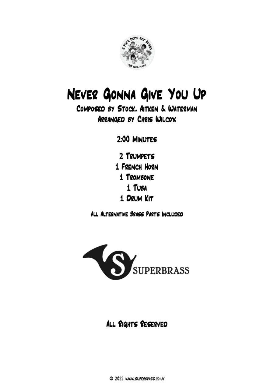 Never Gonna Give You Up Euphonium scores gallery preview page 1