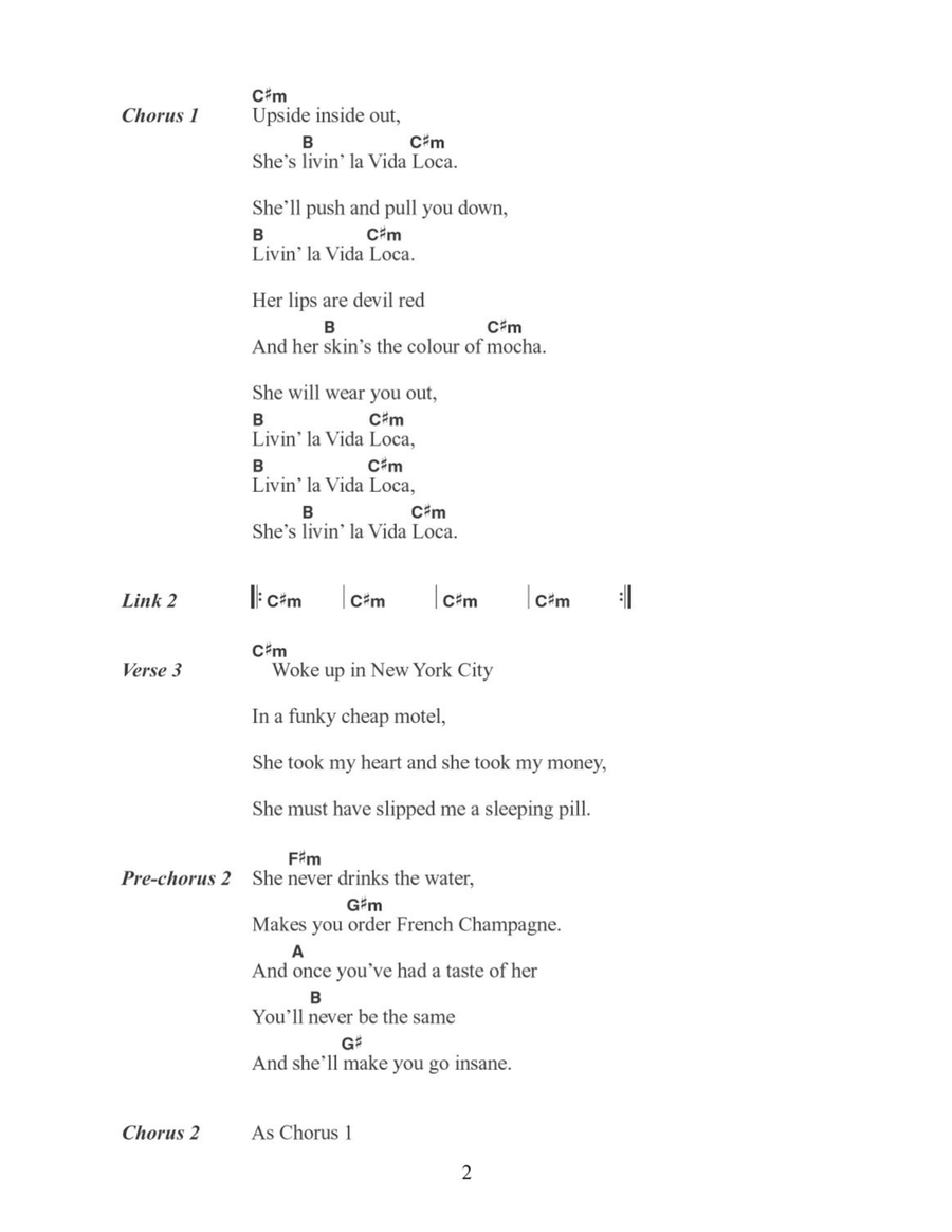 Livin' La Vida Loca Acoustic Guitar scores gallery preview page 2