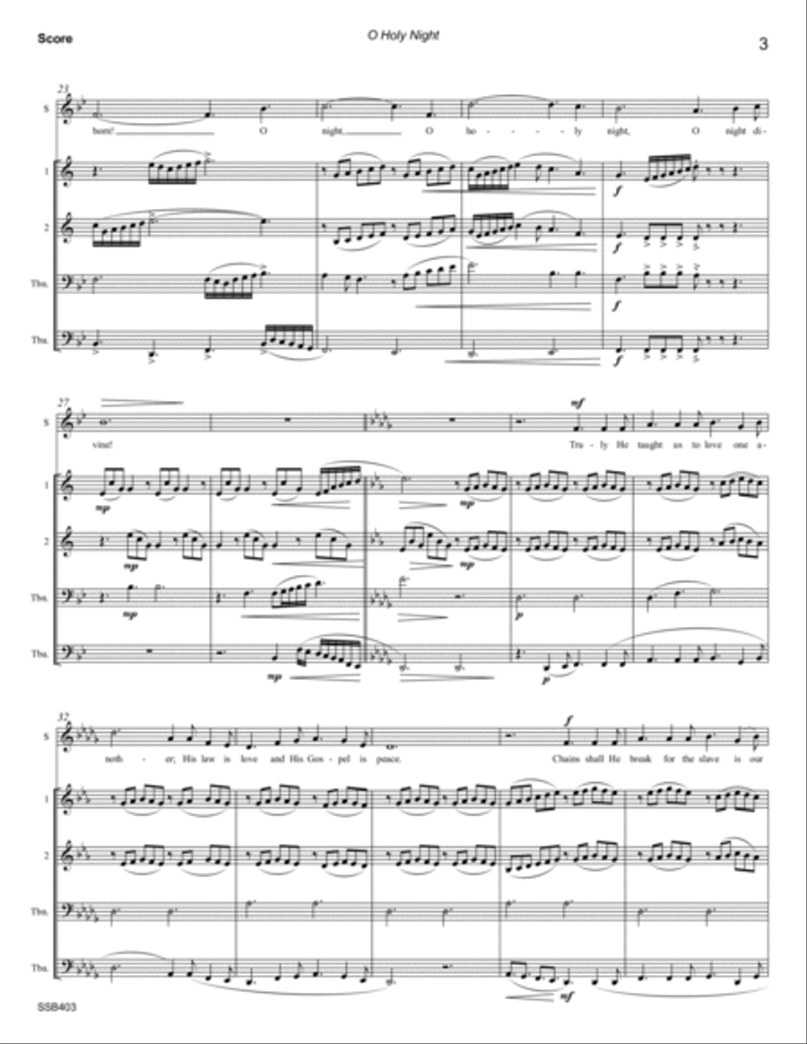 O HOLY NIGHT - SOPRANO SOLO with BRASS QUARTET O HOLY NIGHT - SOPRANO SOLO with BRASS QUARTET Small Ensemble scores gallery preview page 3