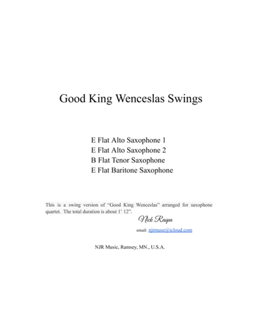 Good King Wenceslas Swings - Easy Sax Quartet (AATB) image number null
