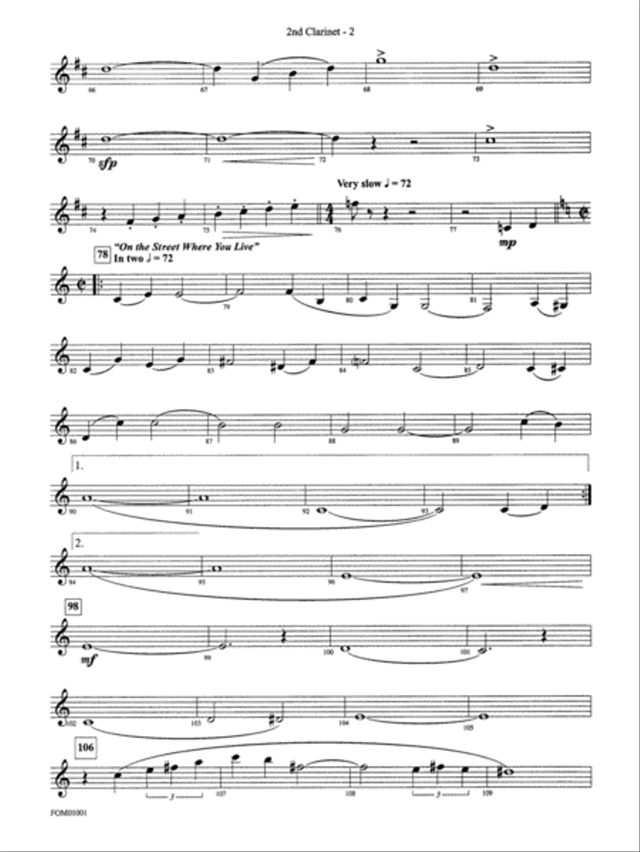 My Fair Lady (Medley): 2nd B-flat Clarinet Full Orchestra scores gallery preview page 2