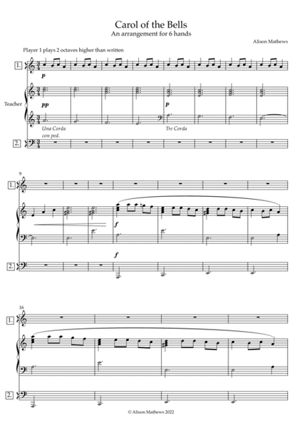 Carol of the Bells - 6 Hand Piano