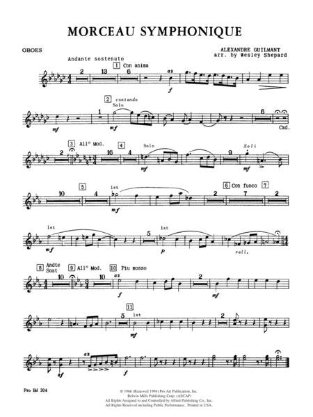 Morceau Symphonique (Trombone Solo and Band): Oboe