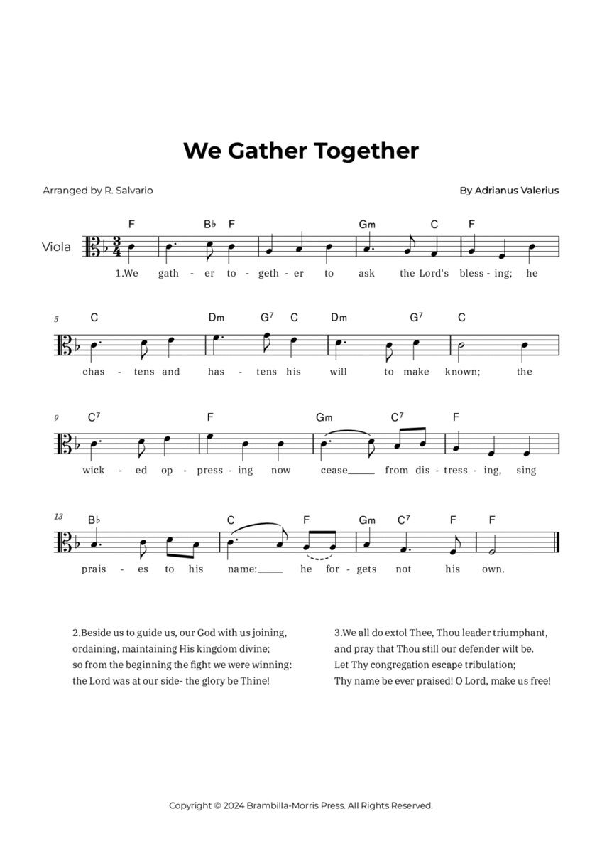 We Gather Together - Viola image number null