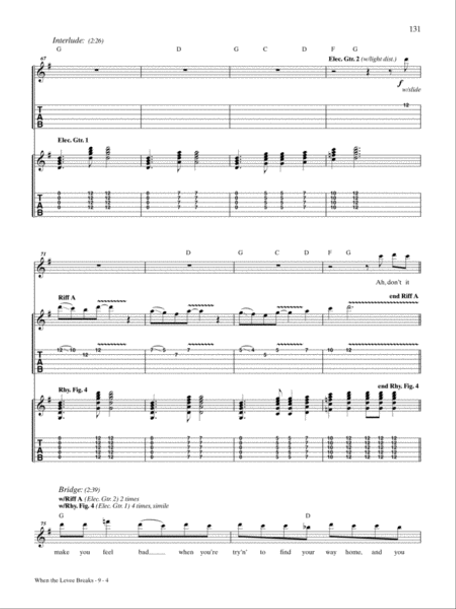 When The Levee Breaks Guitar Tablature scores gallery preview page 4