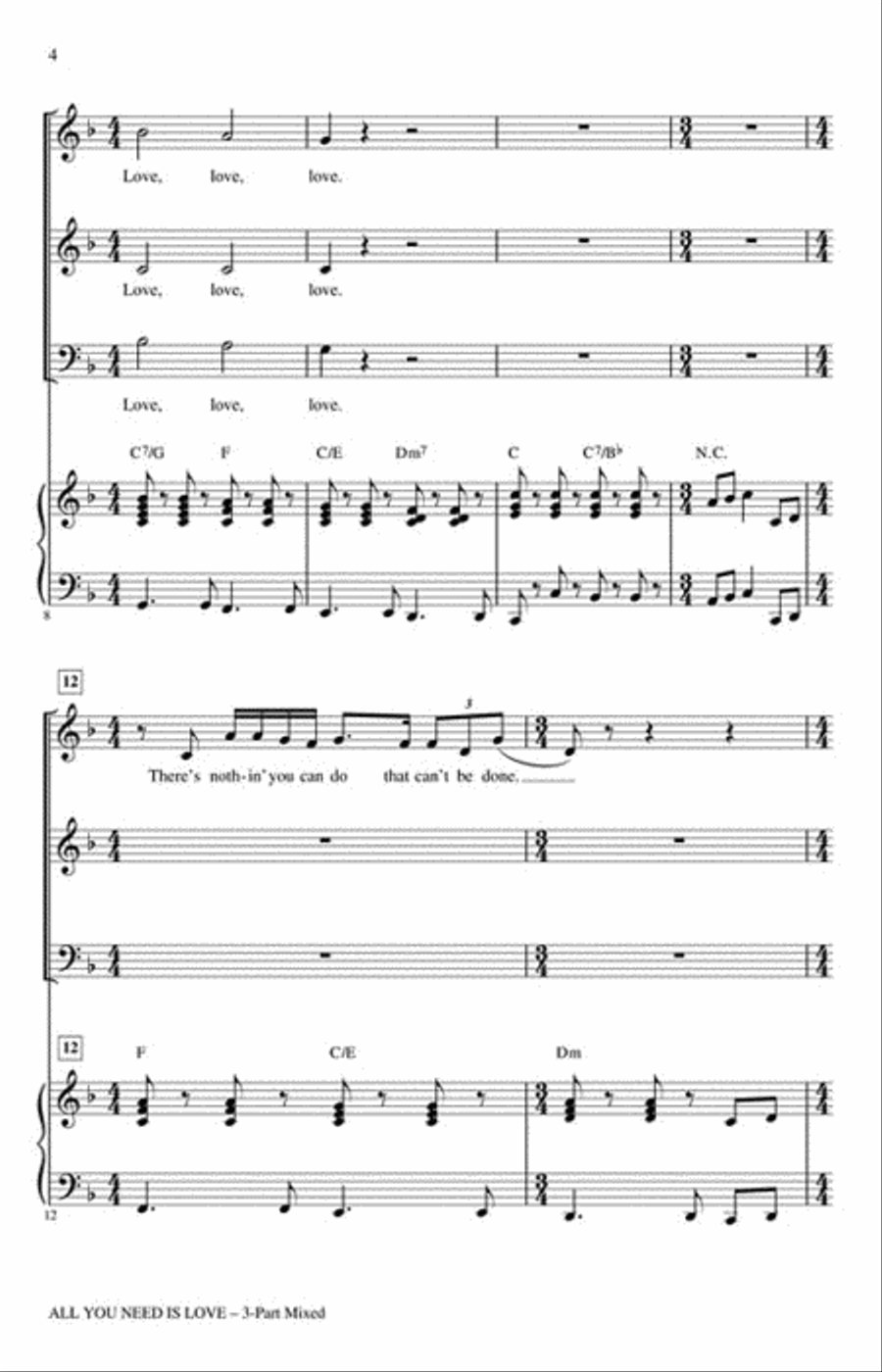 All You Need Is Love 3-Part scores gallery preview page 3