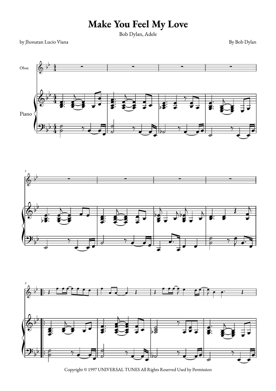 Make You Feel My Love Piano scores gallery preview page 1