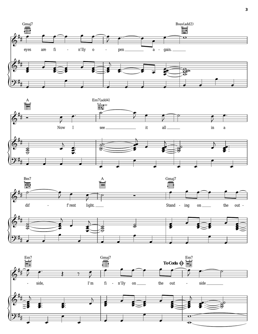 Outside Looking In Outside Looking In Piano, Vocal, Guitar scores gallery preview page 3